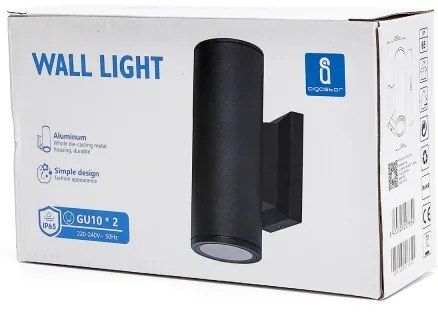Aigostar - Applique da esterno 2xGU10/230V nero IP65 arrotondato