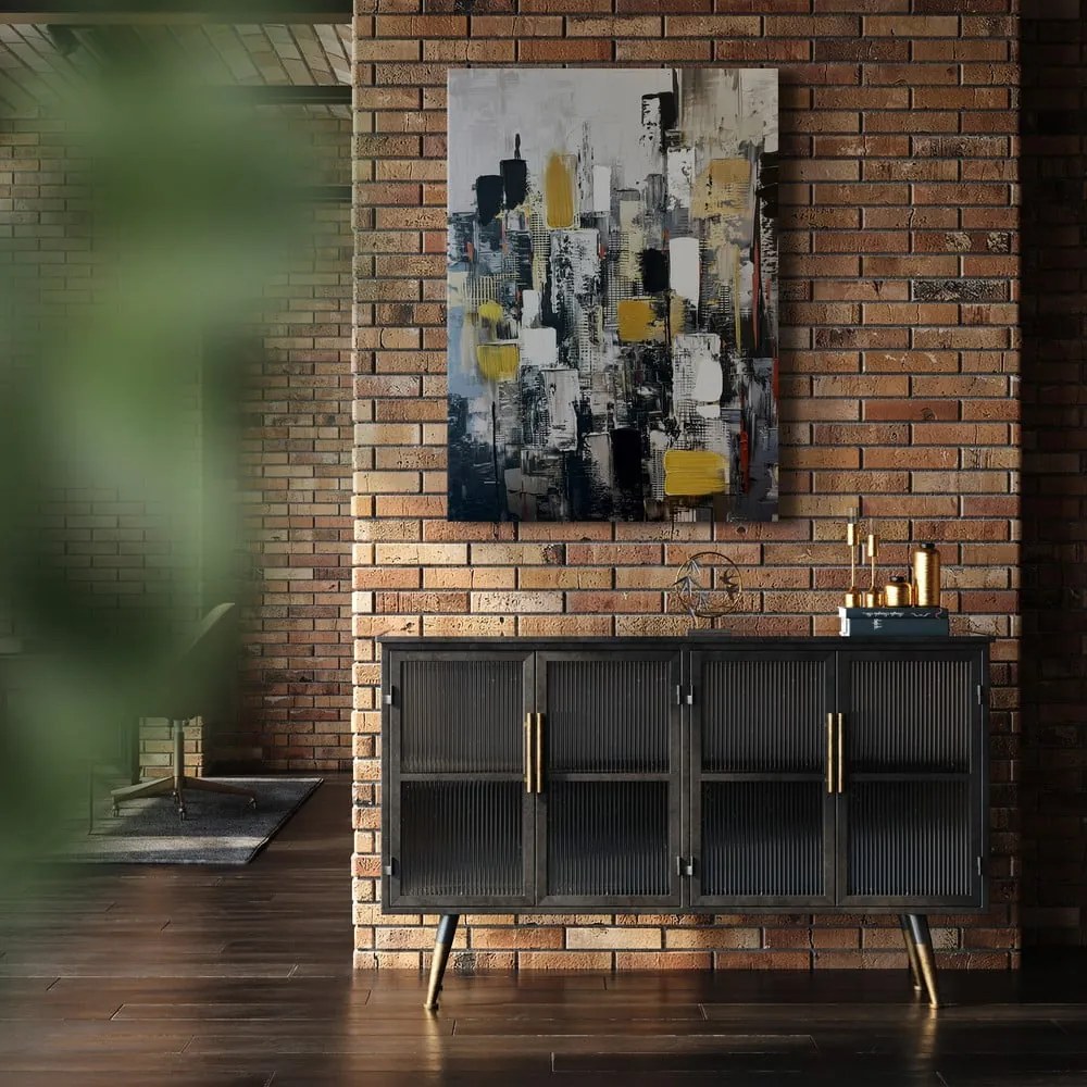 Quadro con elementi dipinti a mano 70x100 cm Cityscape – Styler