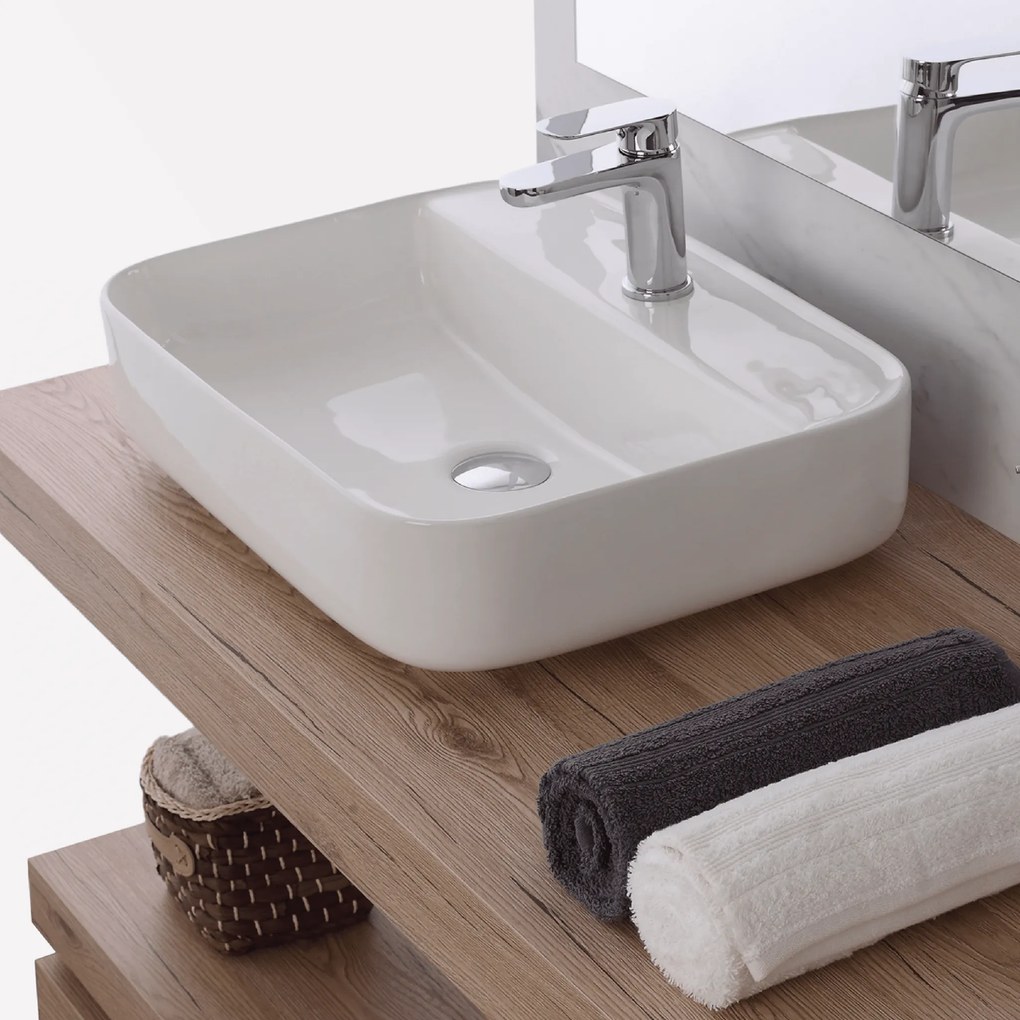 Lavabo D'Appoggio/Sospeso 50x39,5 Cm Bianco Lucido