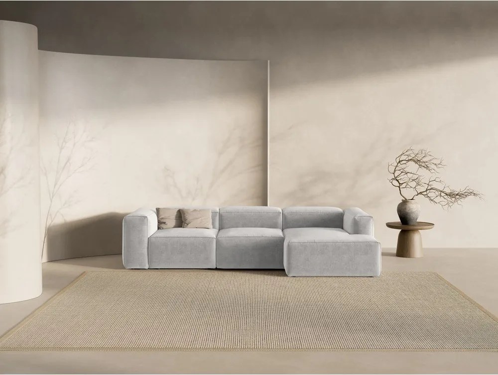 Divano angolare grigio chiaro (con penisola a destra/con chaise lounge) Bergamo – Cosmopolitan Design