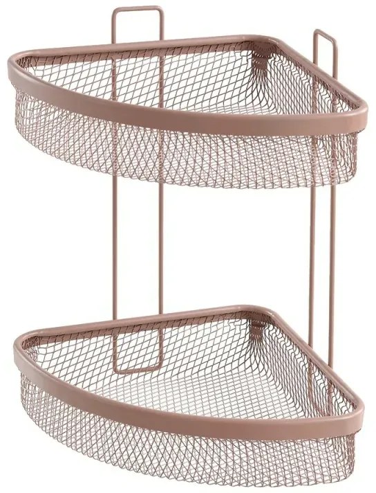 Mensola bagno angolare mocha in acciaio con 2 ripiani – Taki