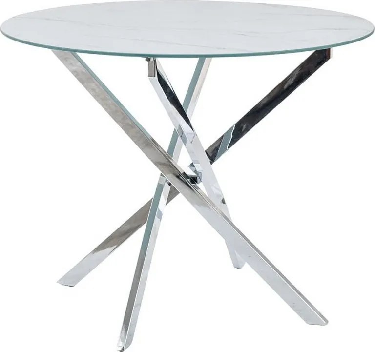 Tavolo rotondo Agis effetto marmo bianco/argento - ø90/h71 cm