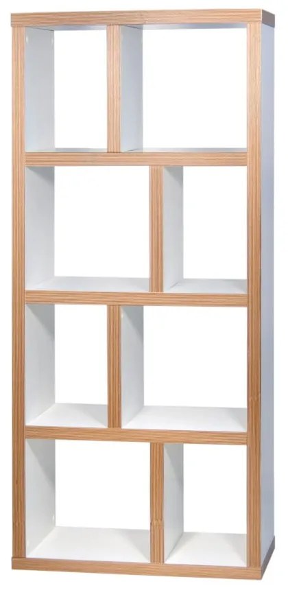 Libreria bianca con bordo in legno 70x159 cm Berlin - TemaHome