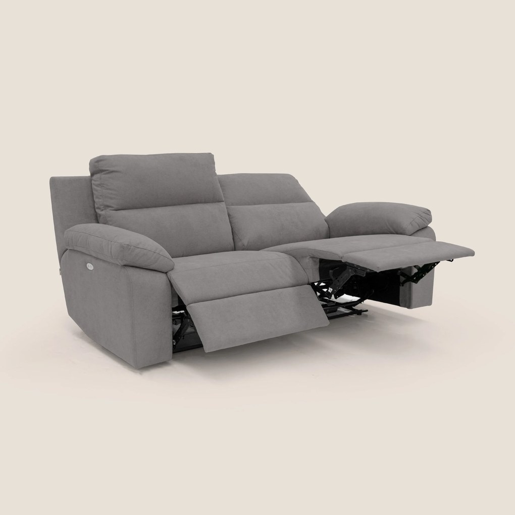 Romeo Divano relax con recliner elettrico in morbido tessuto impermeabile T02 grigio