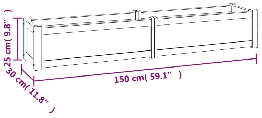 Letto Giardino Rialzato 150x30x25 cm Legno Massello di Teak