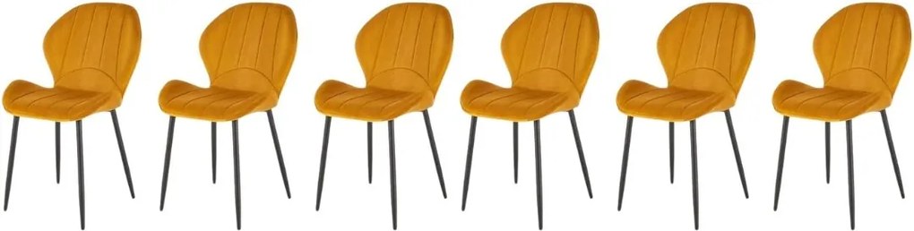 Set di 6 sedie K538 in velluto senape