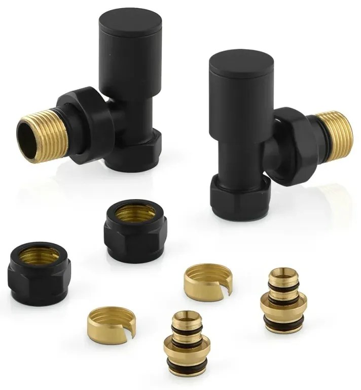 Termoarredo design nero opaco L 60x180 interasse 55 cm con Kit valvole