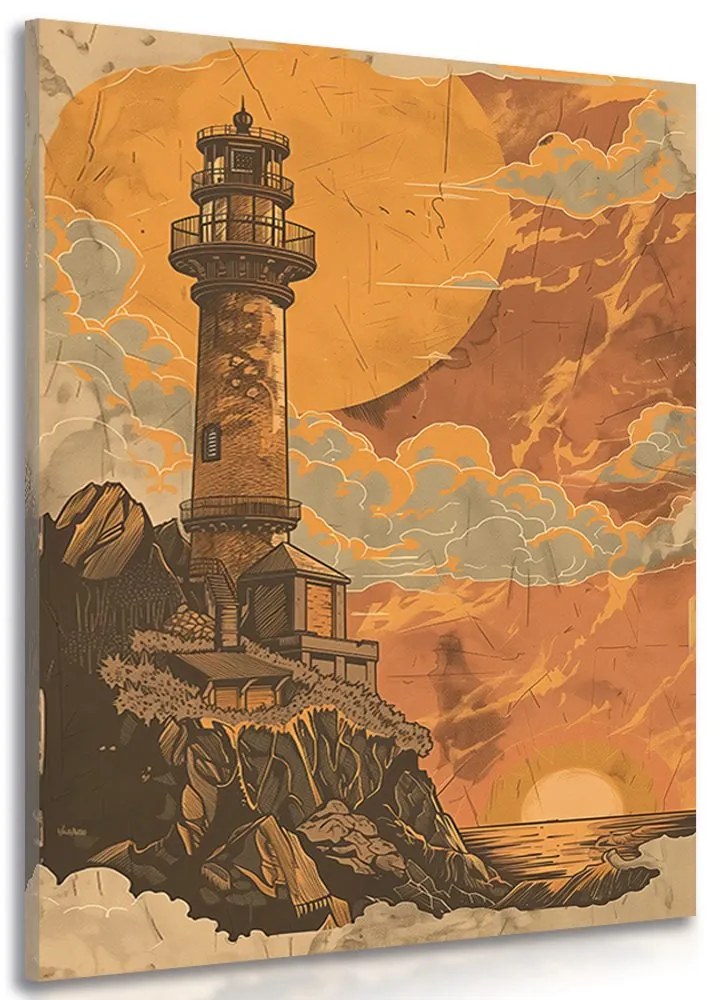 Stampa su tela – Faro da favola arancione