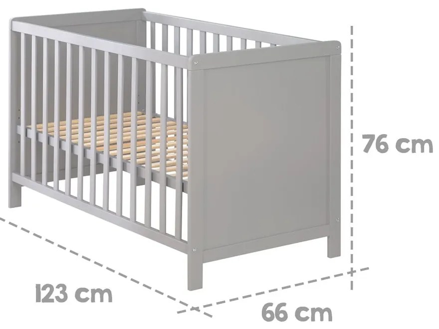 Lettino grigio/grigio tortora 60x120 cm Hamburg – Roba