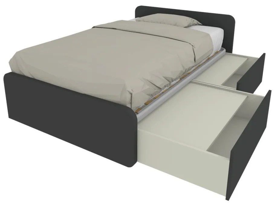 864C - Letto cameretta 120x190 1piazza e mezza con cassettoni estraibili e testate personalizzabili.Rete inclusa