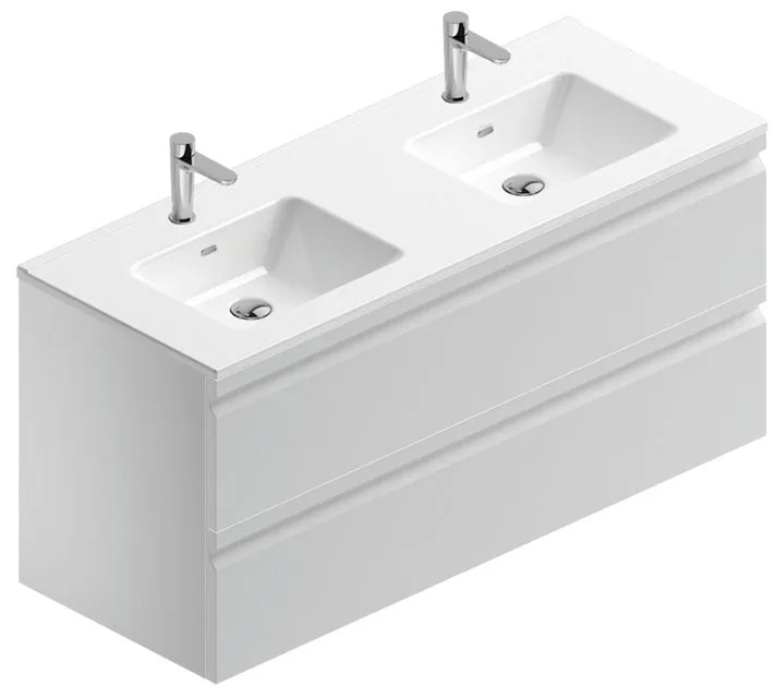 Mobile sottolavabo e lavabo Pull bianco opaco in mdf L 120 x H 56 x P 46 cm 1 vasca 2 cassetti