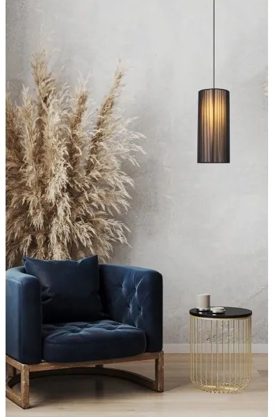 Lampadario a sospensione con filo KIOTO 1xE27/40W/230V diametro 18 cm nero/faggio