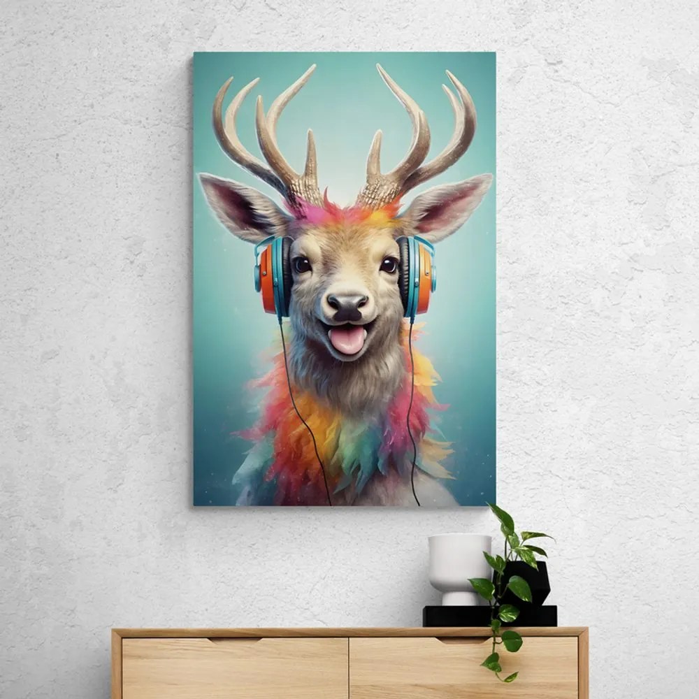 Quadro su tela – Cervo con cuffie