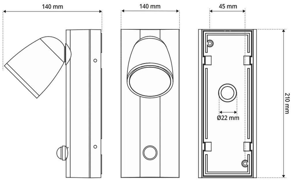 Applique da Esterno GU10 IP65 con Sensore Movimento AXIS - Grigia