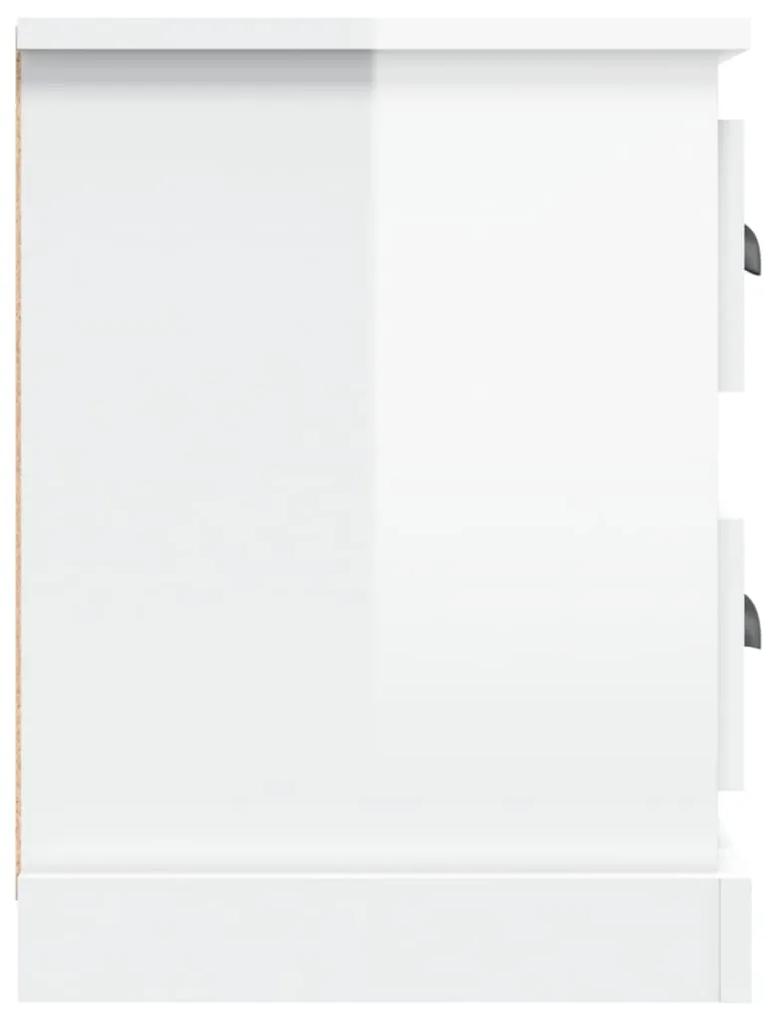 Mobile Porta TV Bianco Lucido 102x35,5x47,5cm Legno Multistrato