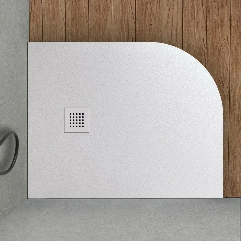 Piatto doccia resina 70x90 semicircolare destro bianco pietra riducibile Loren