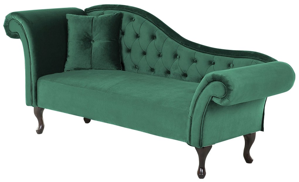 Chaise longue per lato sinistro in velluto verde scuro LATTES Beliani
