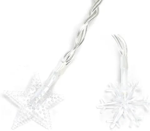 Aigostar - Catena luminosa LED natalizia da esterno 100xLED/8 funzioni 3xAA 10m IP44 bianco caldo stelle