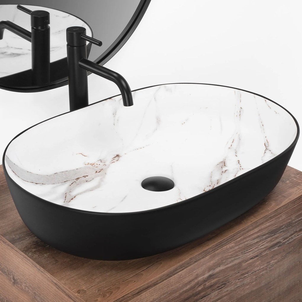 Lavabo da appoggio in ceramica Rea CLEO BLACK AIAX MATT