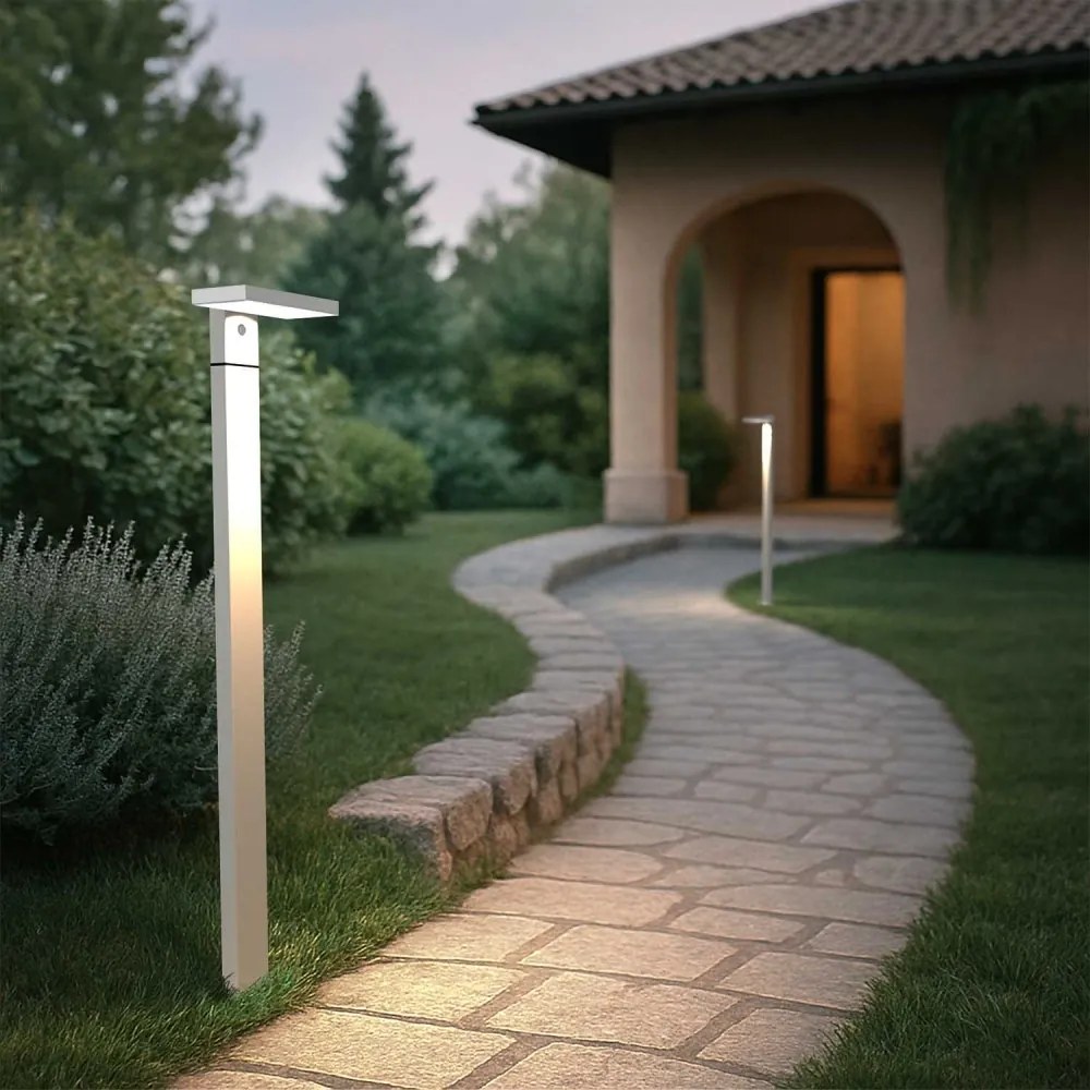 Paletto da giardino Solare Bianco 100cm con Sensore Mov. e Picchetto Colore Bianco Naturale 4.000K