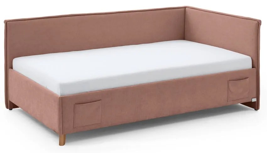 Letto da bambini con sponde rosa imbottito con contenitore con rete inclusa 140x200 cm Fun – Meise Möbel
