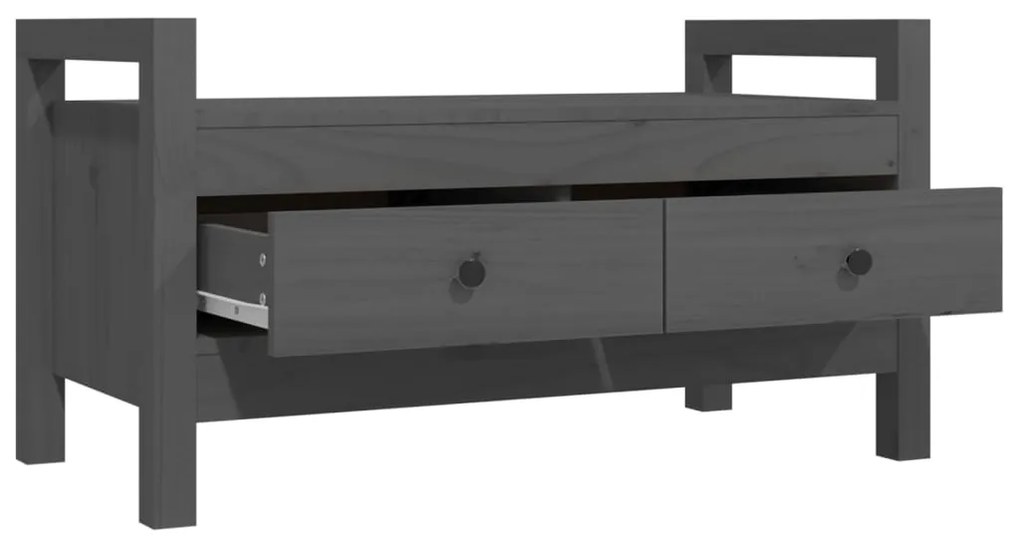 Panca da ingresso grigio 80x40x43 cm in legno massello di pino