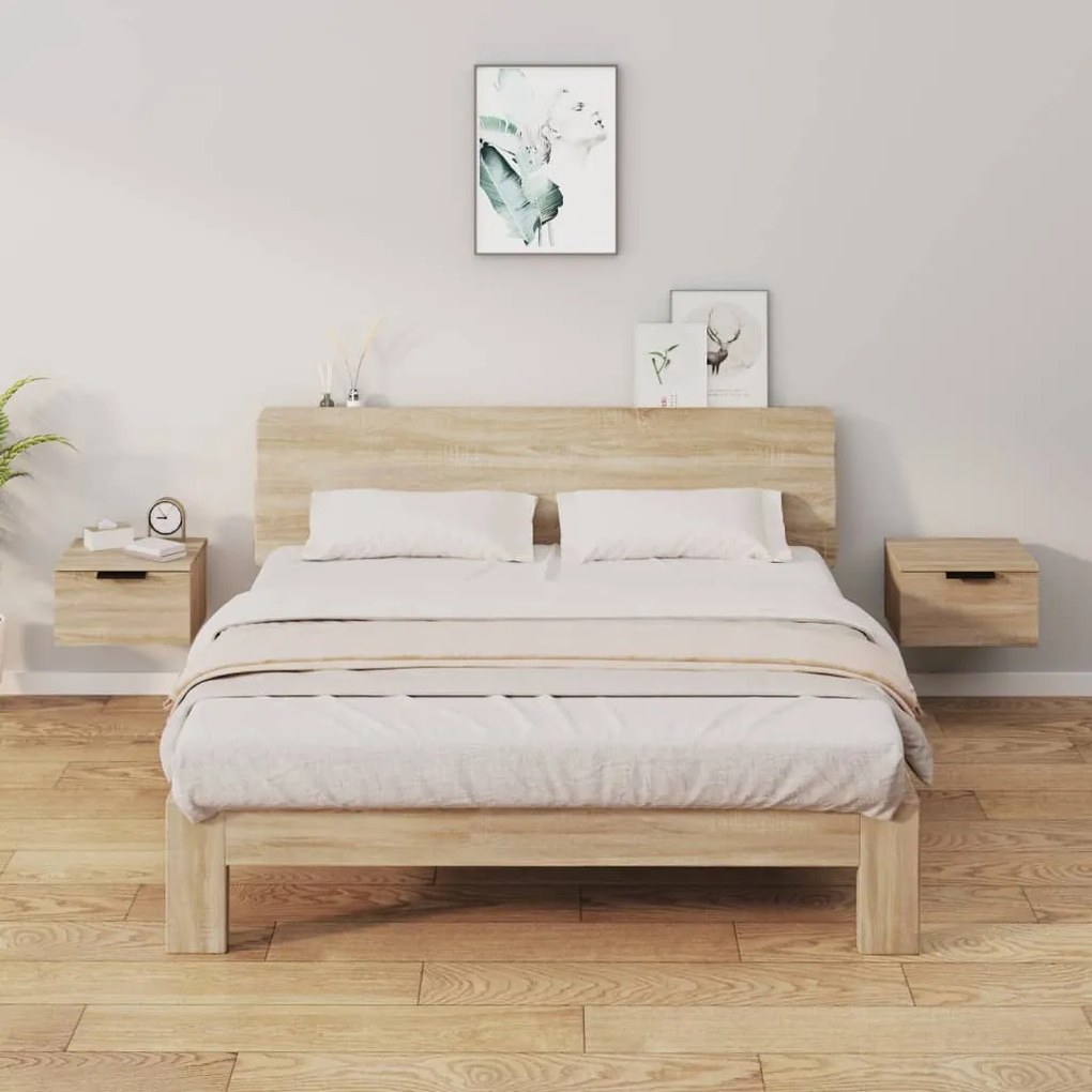Comodini A Muro 2 Pz Rovere Sonoma 34x30x20 Cm /