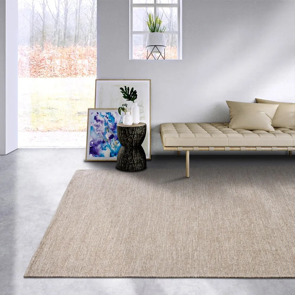 Tappeto beige tessuto a mano in lana 160x230 cm Pradesh Linen White - Elle Decoration