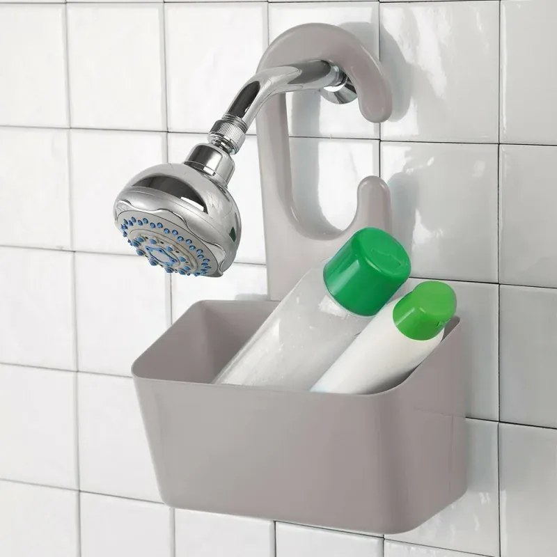Portaoggetti doccia tortora in PVC gancio e fori di scolo per l'acqua