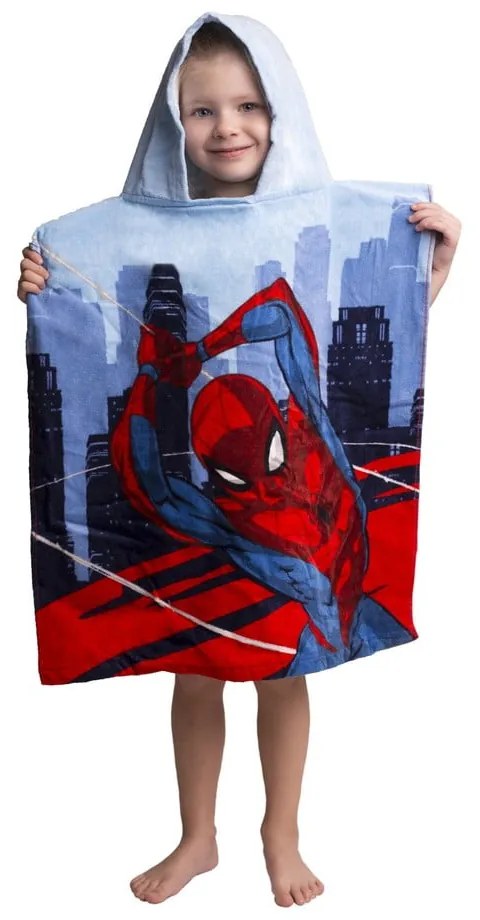 Poncho per bambini in spugna blu e rossa Spider-Man - Jerry Fabrics