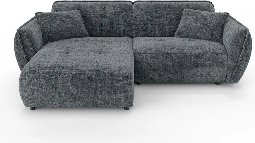 Divano angolare grigio scuro (con penisola a sinistra/con chaise lounge) con rivestimento in ciniglia Nelia – Ropez