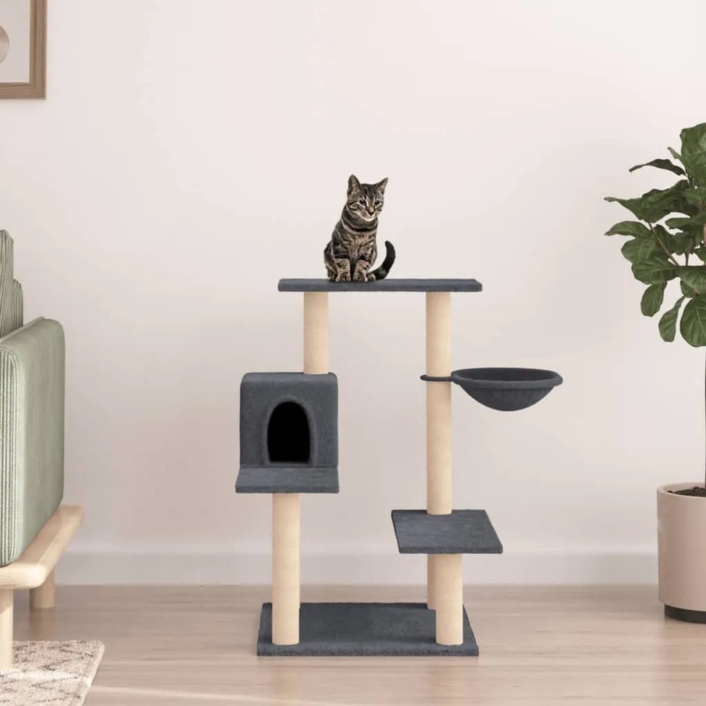 Albero per gatti con tiragraffi in sisal grigio scuro 82,5 cm