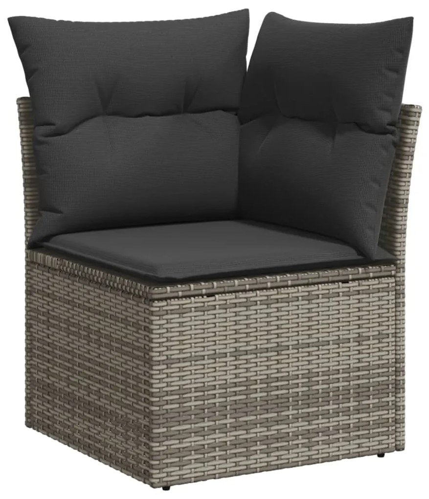 Set divano da giardino 5 pz con cuscini grigio in polyrattan