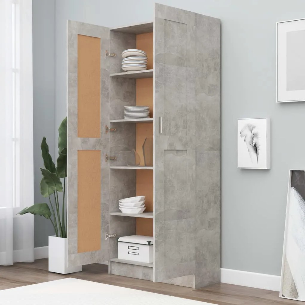 Libreria Grigio Cemento 82,5x30,5x185,5 cm in Legno Multistrato