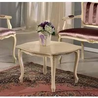 Tavolino shabby avorio da salotto in legno con fregi