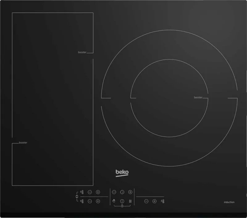 Beko - piano cottura induzione 60cm 3 fuochi 7200w nero - hii63201fmtb
