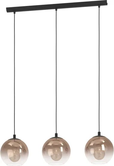 Eglo 901924 - Lampadario a cavo ARISCANI 3xE27/60W/230V nero/beige/fumé