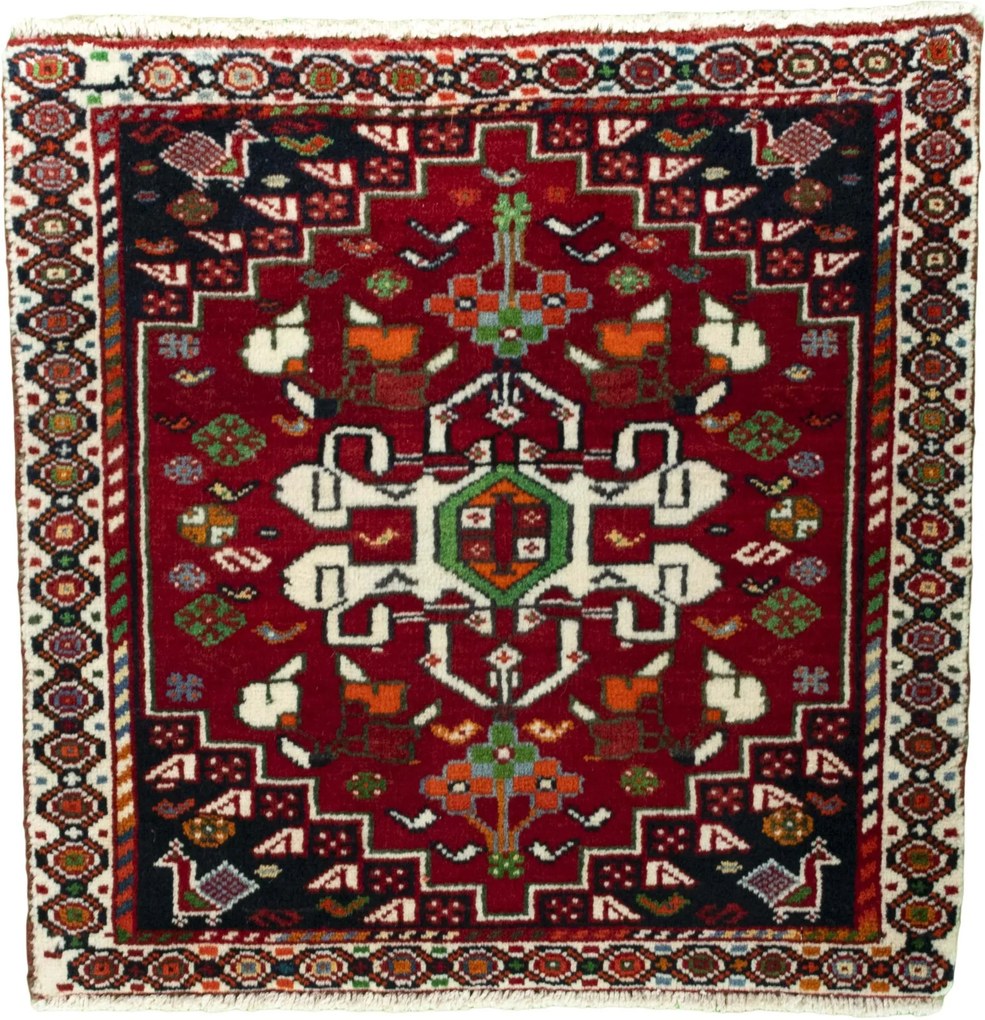 Shiraz Tappeto 60x60 Rosso (Iran) Annodato A Mano