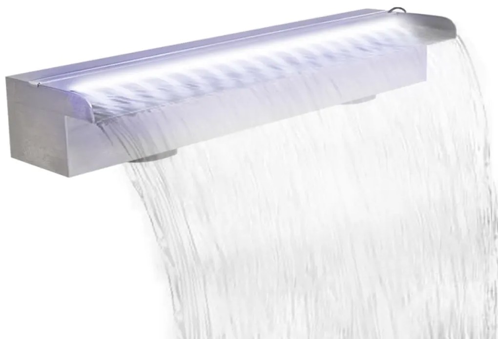 Cascata Per Laghetto Rettangolare Con Led İn Acciaio Inox 60 Cm /