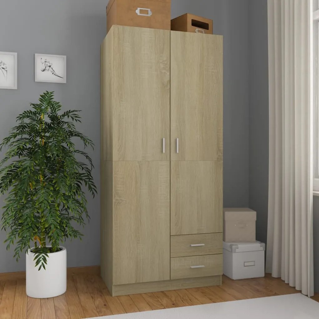 Armadio Rovere Sonoma 80x52x180 Cm İn Legno Multistrato /
