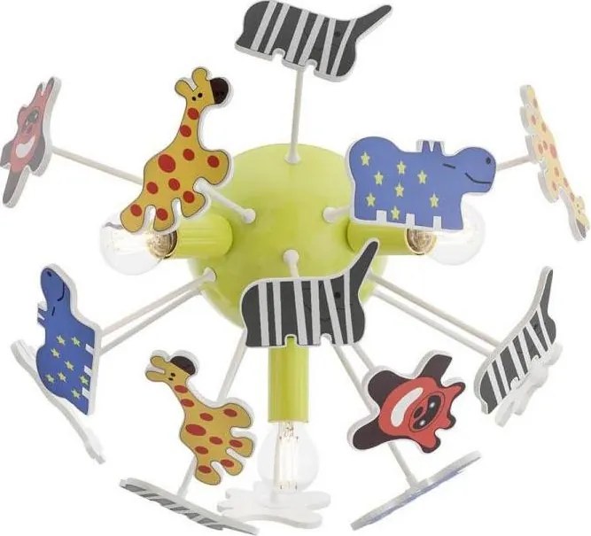 Redo 04-514-Plafoniera per bambini SAFARI 3xE14/28W/230V Ø 41 cm multicolore