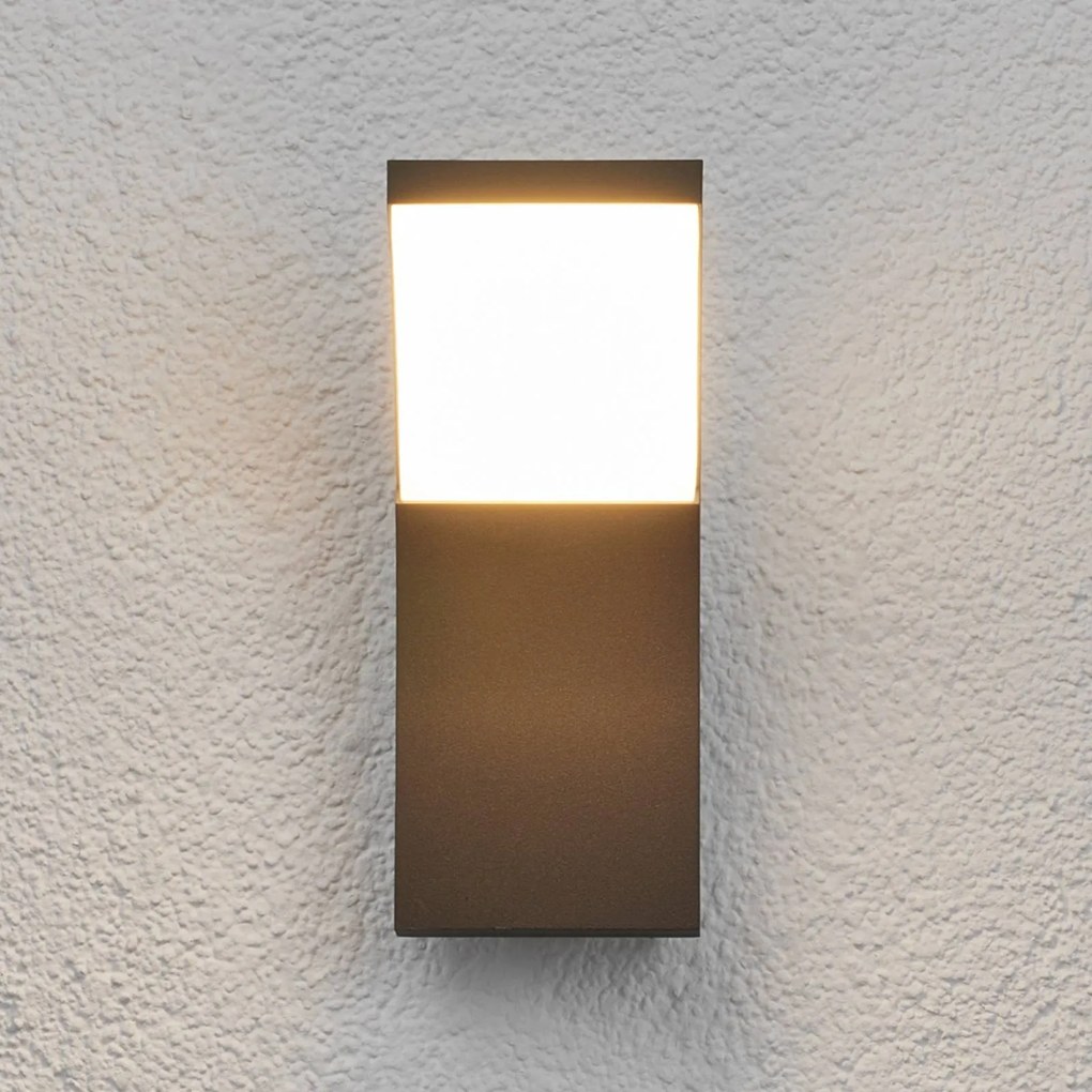 Lucande Applique da esterni LED Timm, 20 cm, grigio grafite, IP54