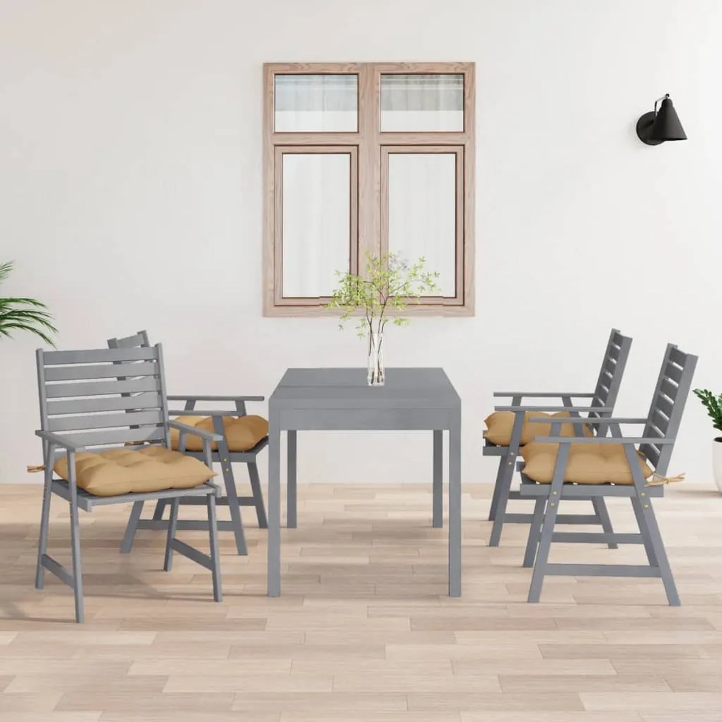 Sedie pranzo per esterni con cuscini 4 pz legno massello acacia