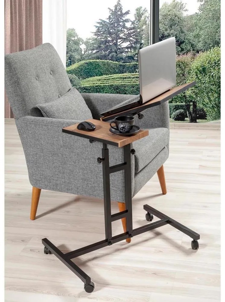 Tavolo regolabile GLEN 87x67 cm marrone/nero