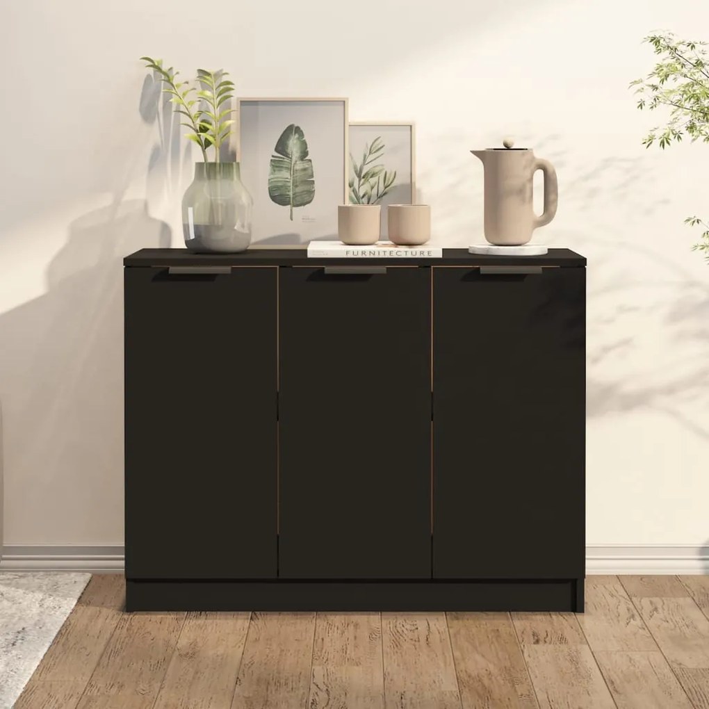 Credenza nera 90,5x30x70 cm in legno multistrato