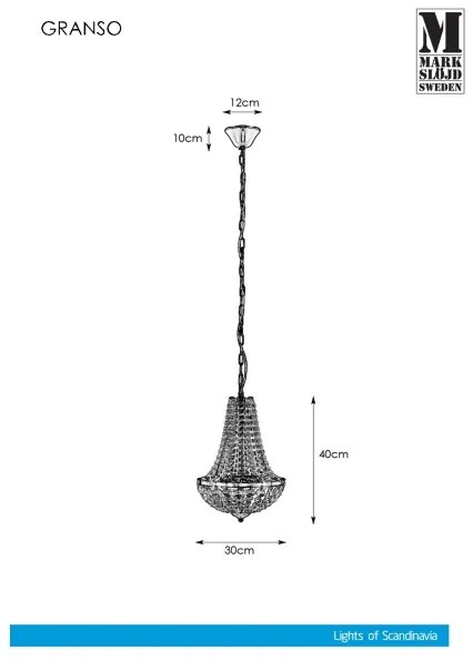 Markslöjd 107550 - Lampadario di cristallo da bagno a sospensione con catena GRÄNSÖ 2xG9/20W/230V