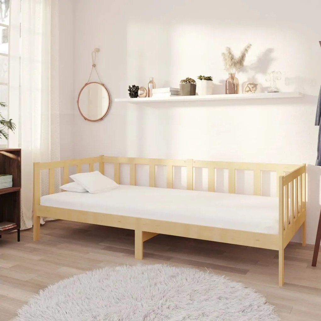 Divano Letto Con Materasso 90x200 Cm Legno Massello Di Pino /