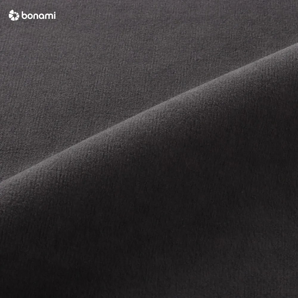 Divano letto angolare in velluto grigio scuro L, angolo sinistro Stylish Stan - Miuform