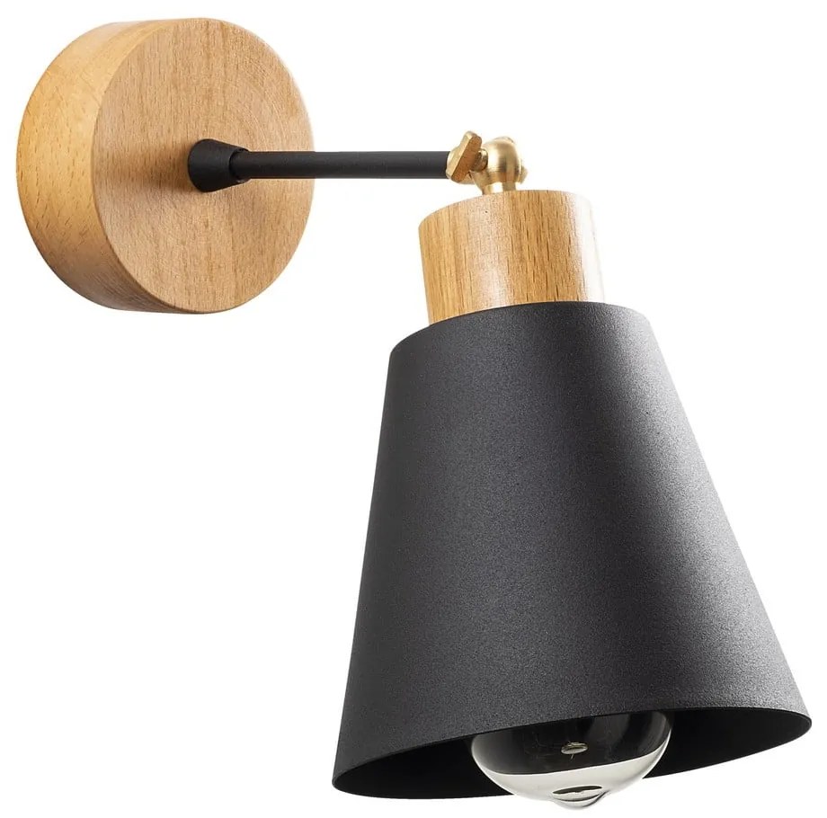 Lampada da parete in nero e naturale ø 14 cm Manavgat - Opviq lights