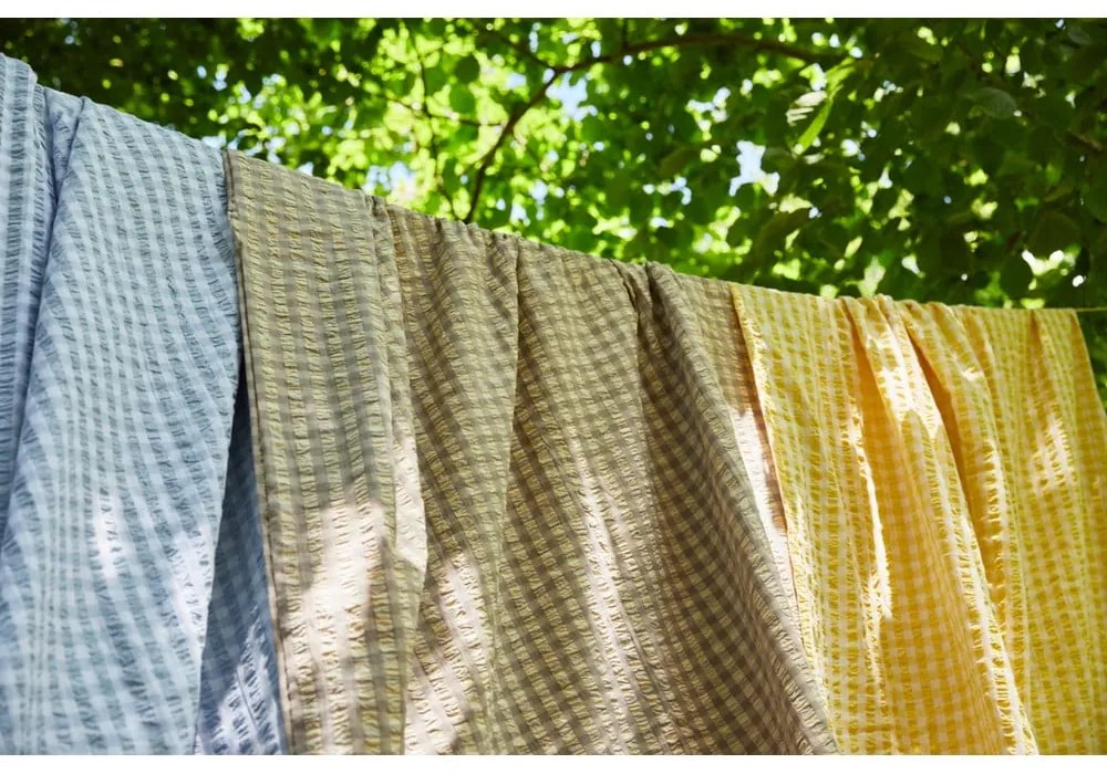 Biancheria da letto in crêpe esteso bianco e azzurro per letto singolo 140x220 cm Bæk&amp;Bølge - JUNA